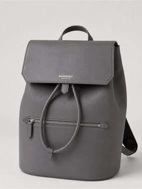 Burberry Charcoal Gray Leather Flap Backpack